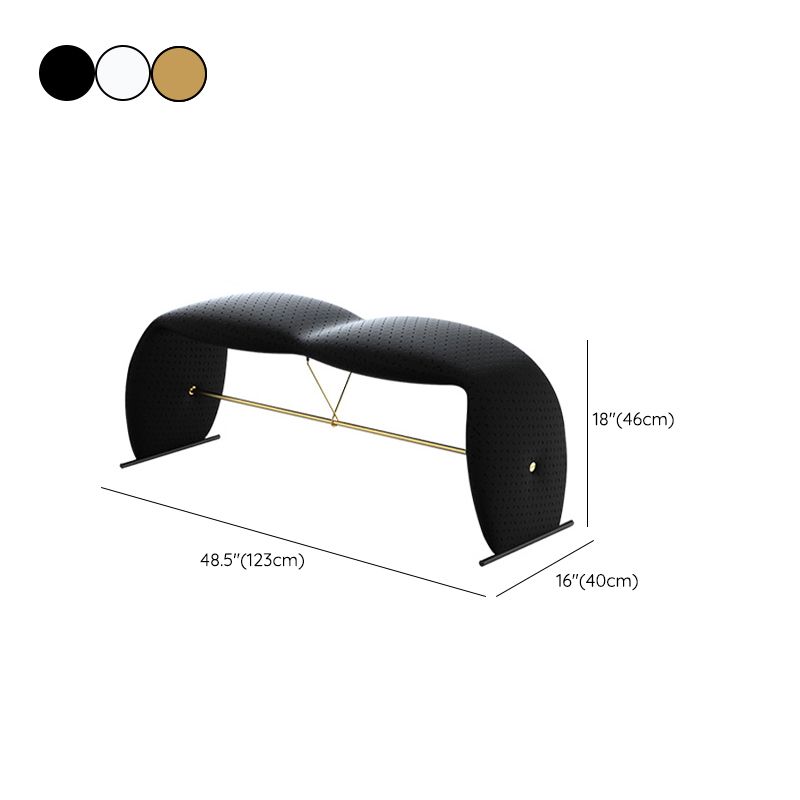 Glam Bedroom Bench Cushioned Backless Seating Bench with Metal Base