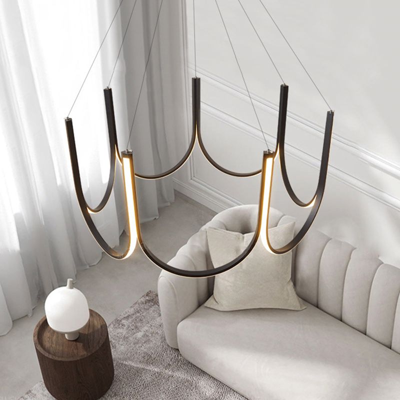 Metal U-Shape Chandelier Pendant Light Simple LED Hanging Pendant Light