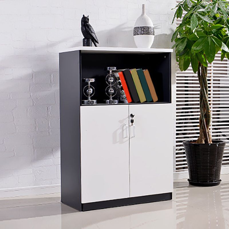 Modern Vertical File Cabinet Glass Detail Wood File Cabinet with Storage Shelves