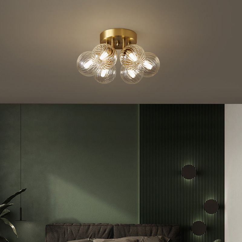 Verre sphérique Semi Flush Mount Light Plafond Modern Gold Semi Flush Plafond Lightture