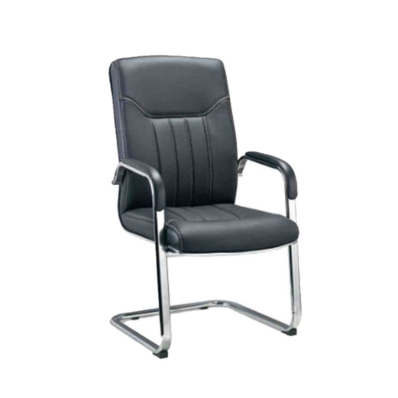 Faux Leather Managers Chair with Padded Arms Chrome Frame Office Chair