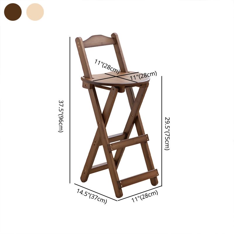 Modern Folding Armless Counter Stool Wood Living Room Bar Stool with Footrest