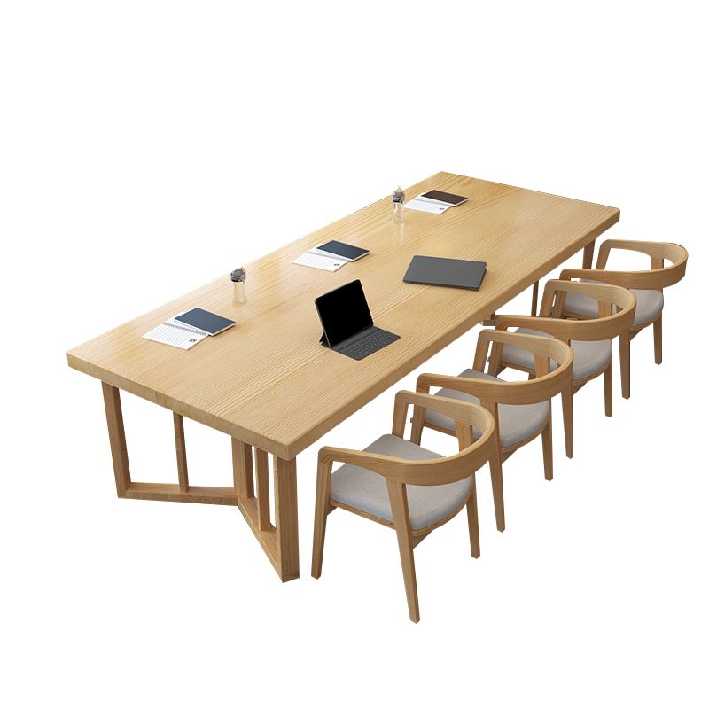 Modern Style Solid Wood Task Desk Rectangular Shape Office Desks with 2-Legs