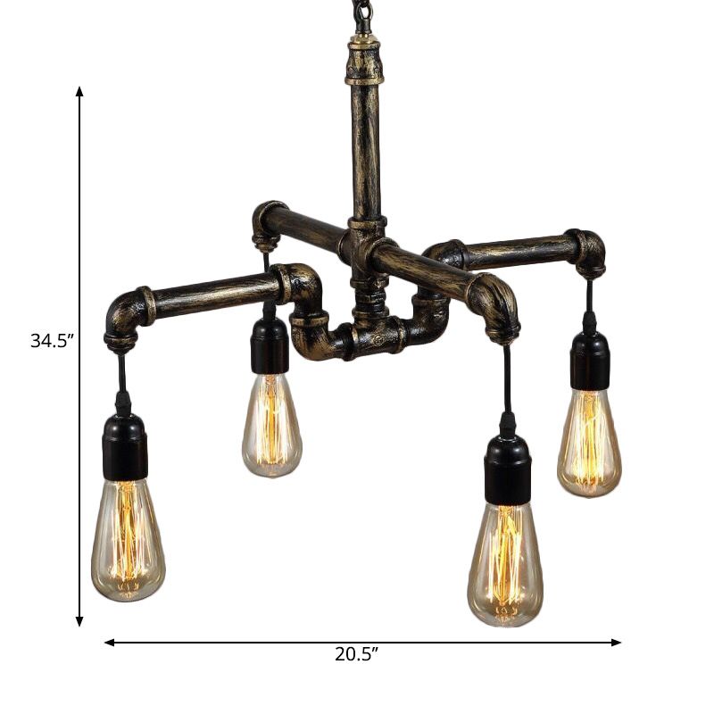 Bronze exponierte Glühbirnenleuchter Lampe Industrial Metall und Glas 4/6 Leichtes Wohnzimmer hängend Licht hängen