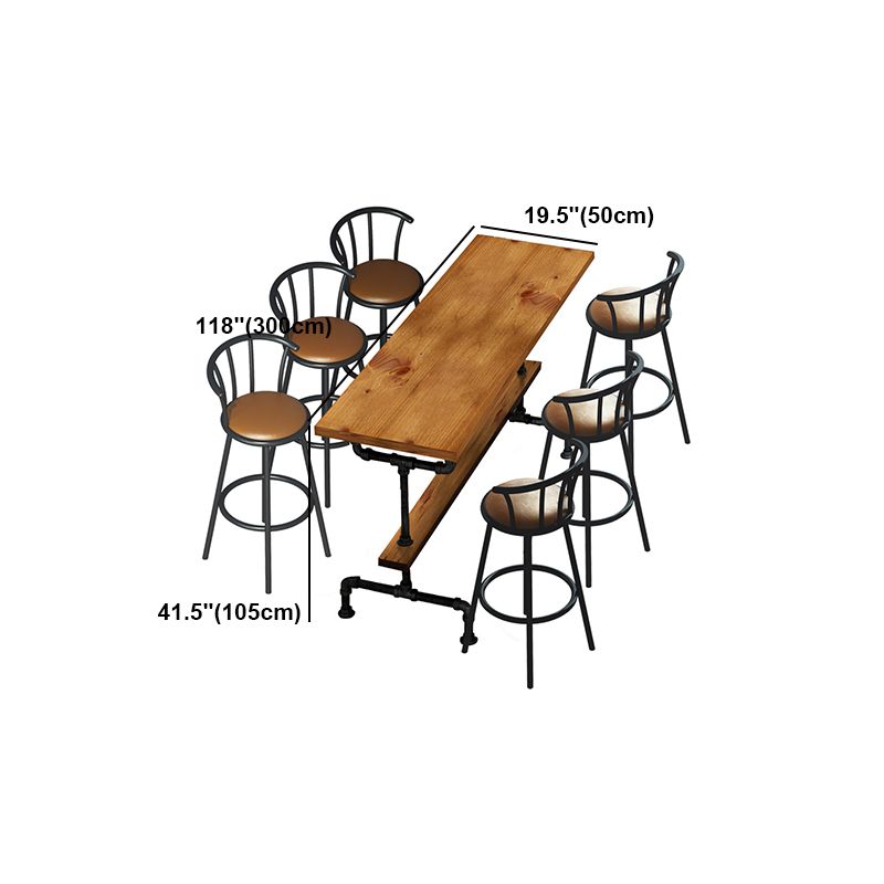 Brown Industrial Style Bar Table Solid Wood Milk Tea Shop Bar Table