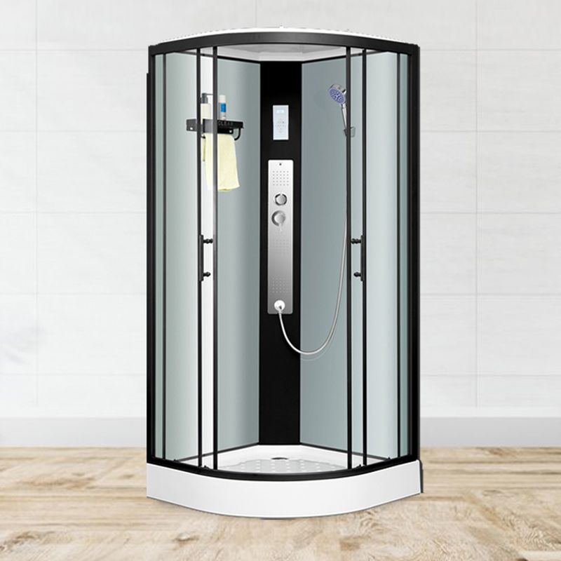 Shower Stall Semi-Frameless Double Sliding Rounded Shower Enclosure