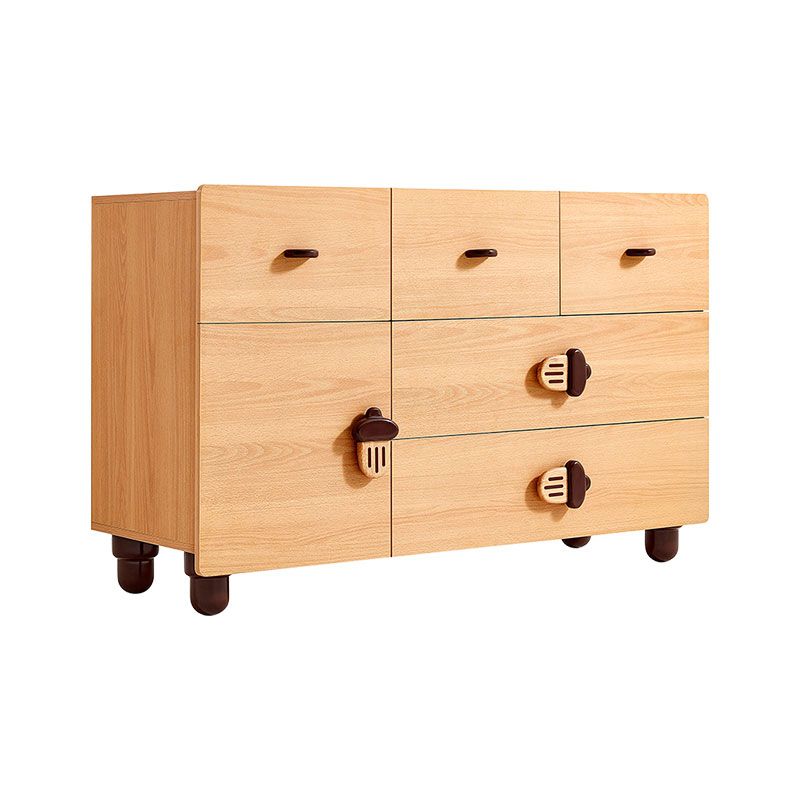 Solid Wood Kids Nightstand Natural Dresser (Horizontal) with 5 Drawers