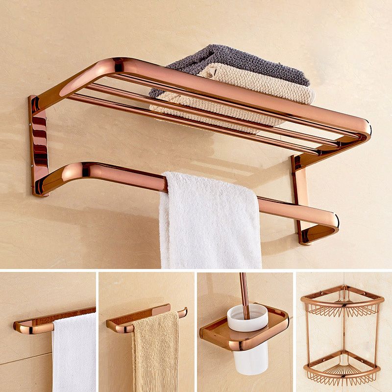 5-Piece Vintage Bathroom Accessory Set Brass Bath Hardware Set