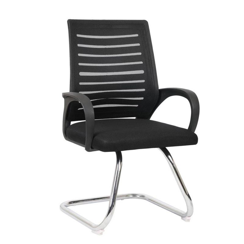 Contemporary Desk Chair No Wheels Mid-Back Office Chair with Arm