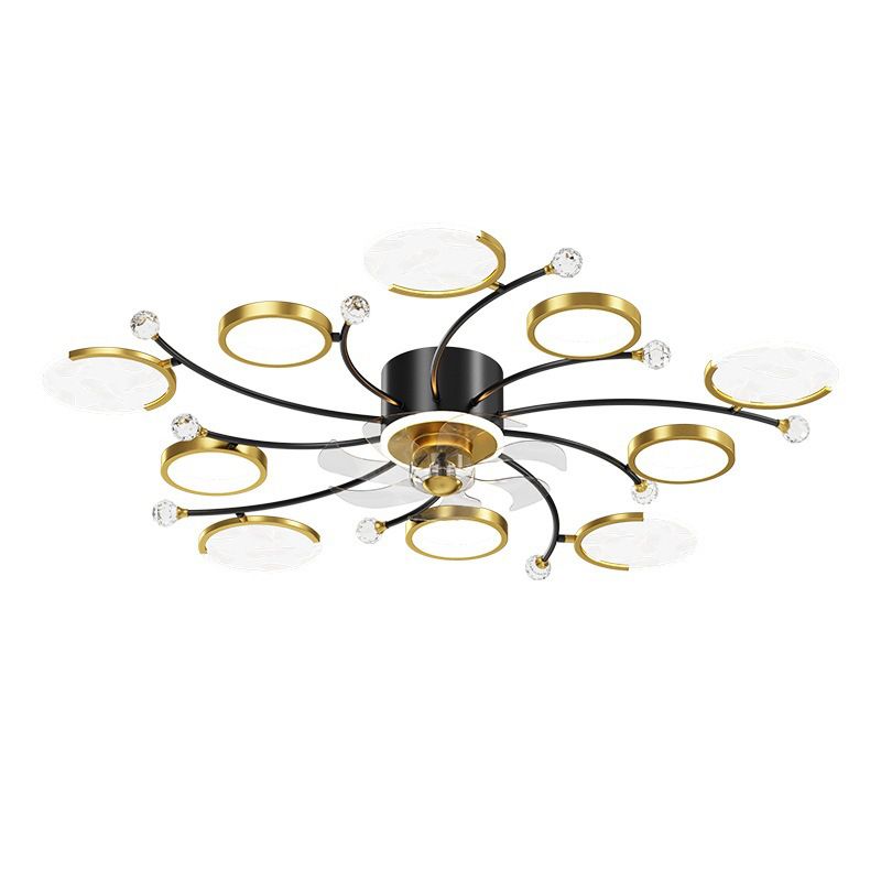 6/8/10-Light Golden Ceiling Fan Lamp LED Ceiling Fan Light for Living Room