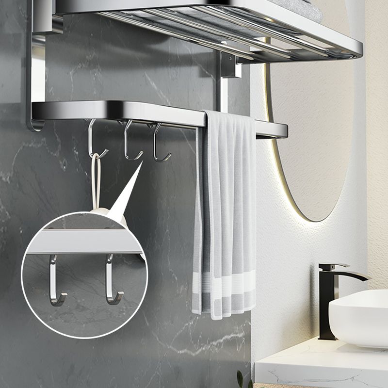 Polished Chrome Modern Bathroom Accessory Set in Stainless with Bath Shelf/Towel Bar