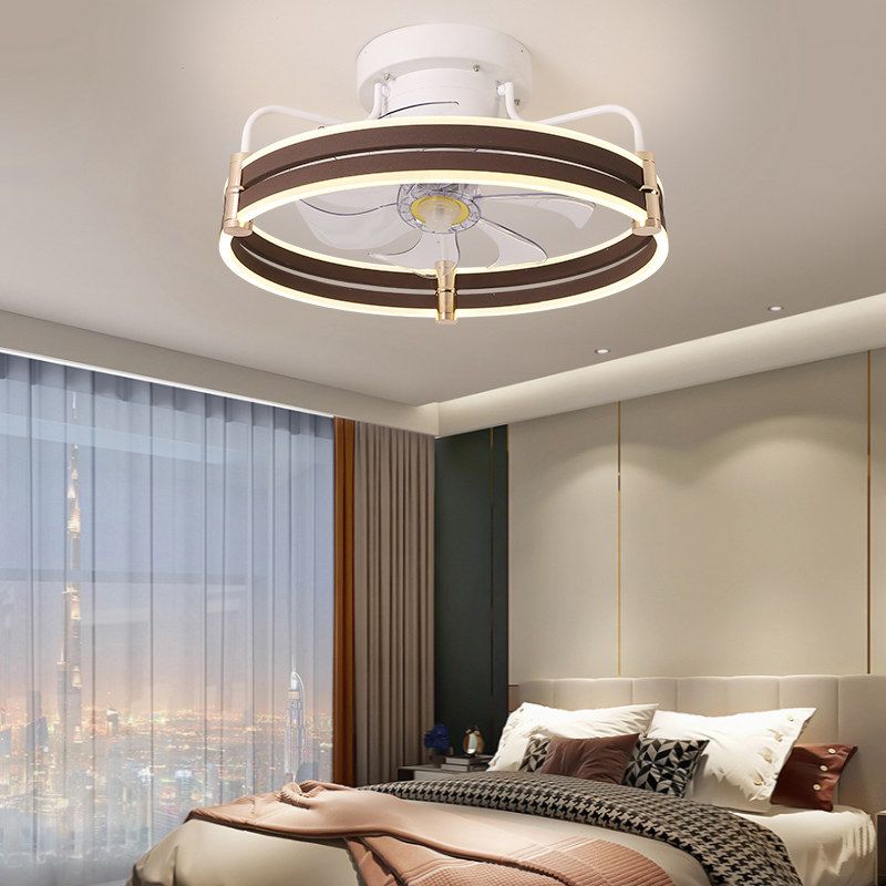 LED Ceiling Fan Lamp Minimalist Style Metal Flush Mount Ceiling Light for Bedroom