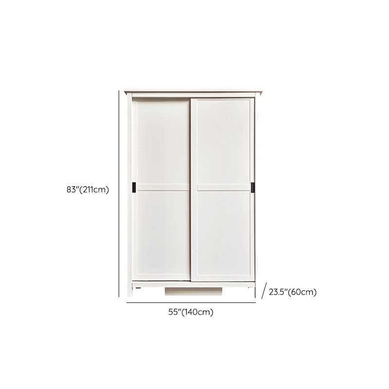 White Wardrobe Closet with Garment Rod Manufactured Wood Closet