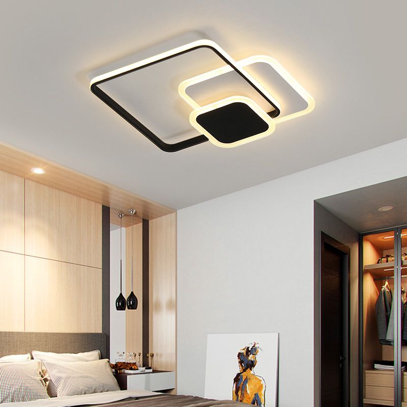 3-Light LED Flush Mount Modern Metal Circle Ceiling Mounted Fixture for Bedroom