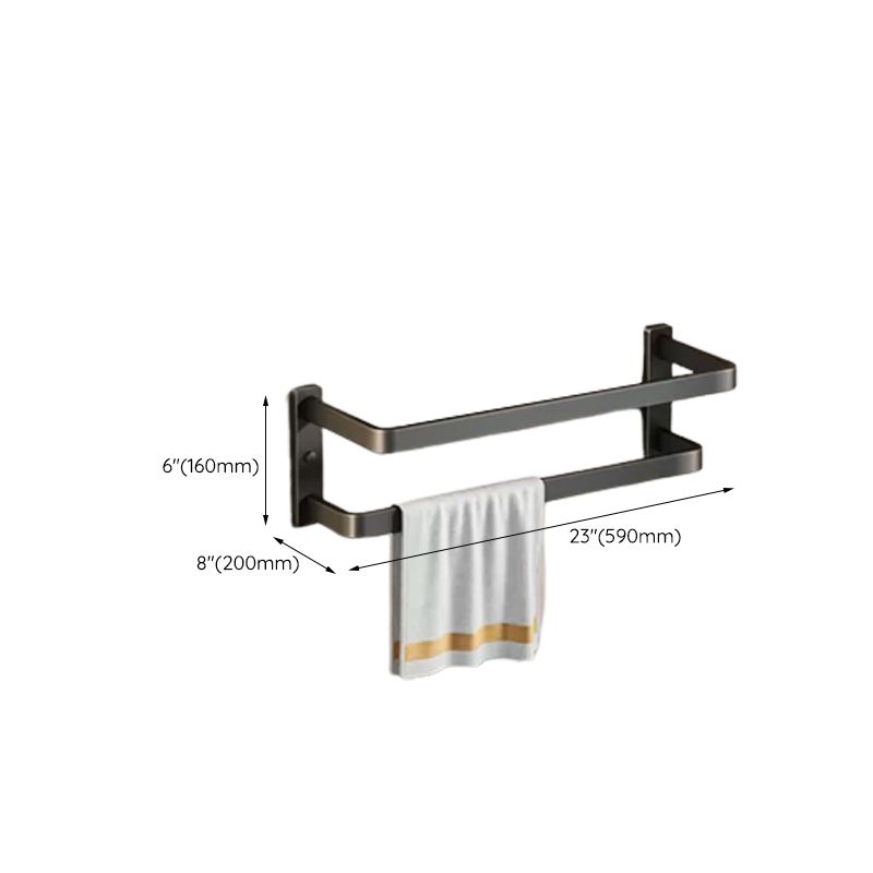 Contemporary Black Finish Bathroom Accessory Set with Bath Shelf/Towel Bar