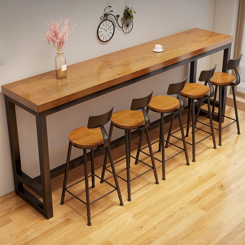 Brown Colour Rectangle Bar Table Industrial Style Solid Wood Bar Stool Table