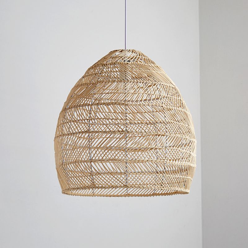 Bamboo Allonated Dome Pending Lighting Fixture Asia Style Beige suspendu luminaire