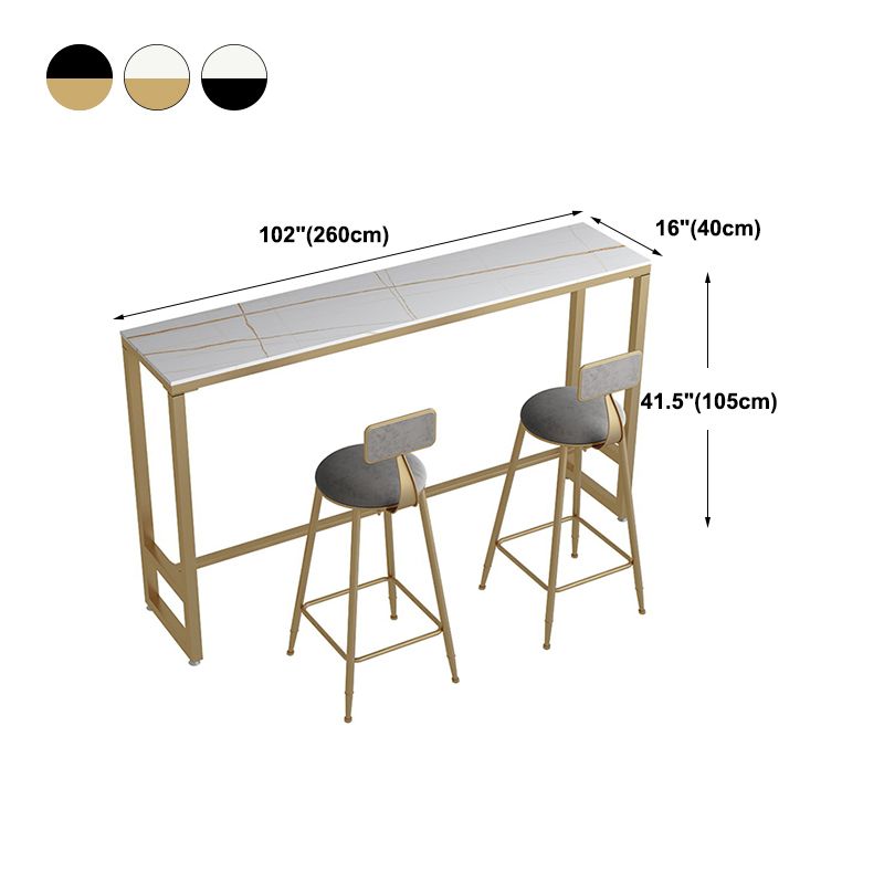 Glam Style Bar Table 42-inch Height Stone Top and Metal Base Bistro Table