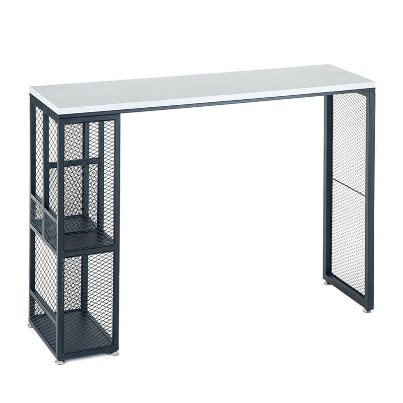 Black and White Bistro Bar Desk with Storage Living Room Stone Bistro Bar Table