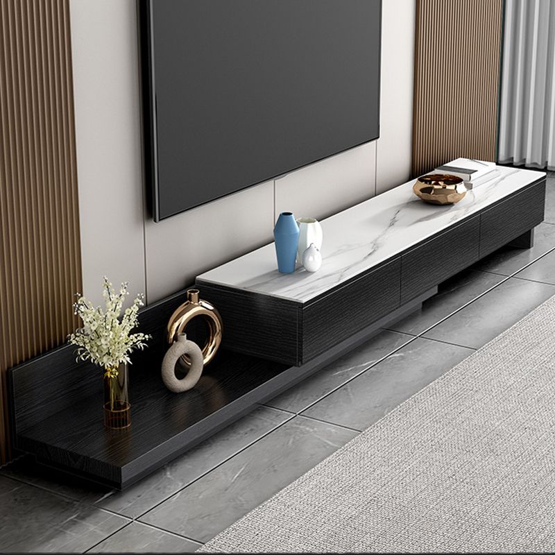 Contemporary TV Console Enclosed Storage TV Stand Console with Drawers