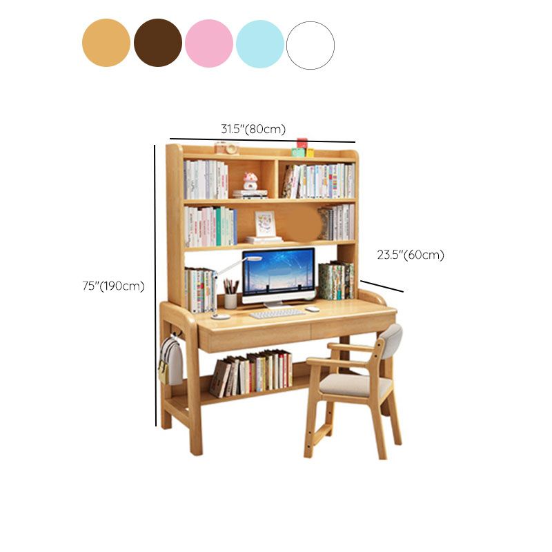 Modern Adjustable Height Writing Desk Solid Wood Home Office Desk