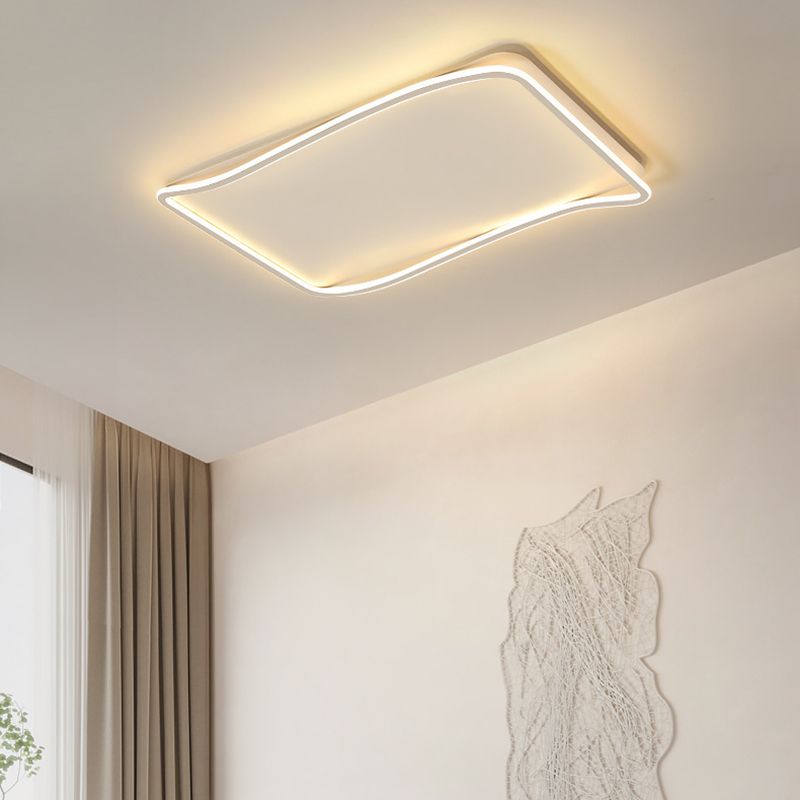 Modern Style Geometry Shape Ceiling Light Metal 1 Light Ceiling Lamp in White