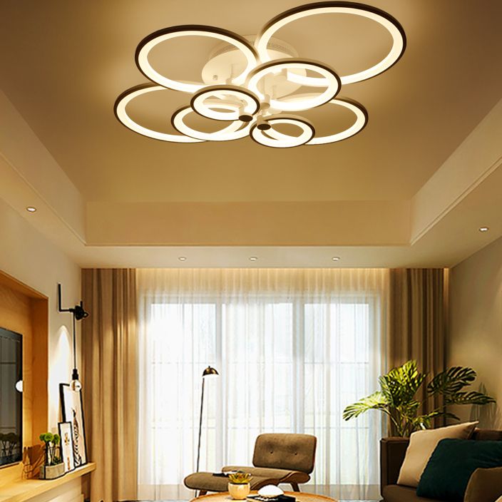 Circle Metal LED Starburst Flush Mount Modern Style Ceiling Light Fixture for Living Room