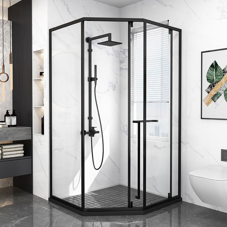 Modern Shower Enclosure Tempered Glass Corner with Door Handle Shower Stall