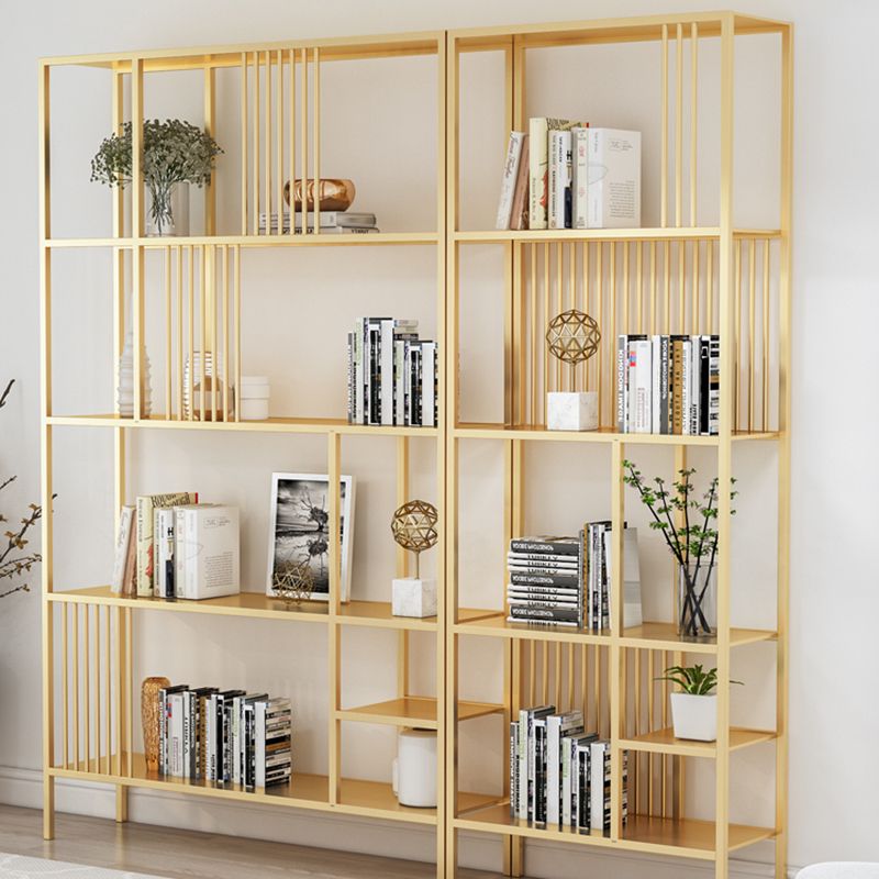 Metal Open Back Bookshelf Industrial Vertical Bookcase for Living Room