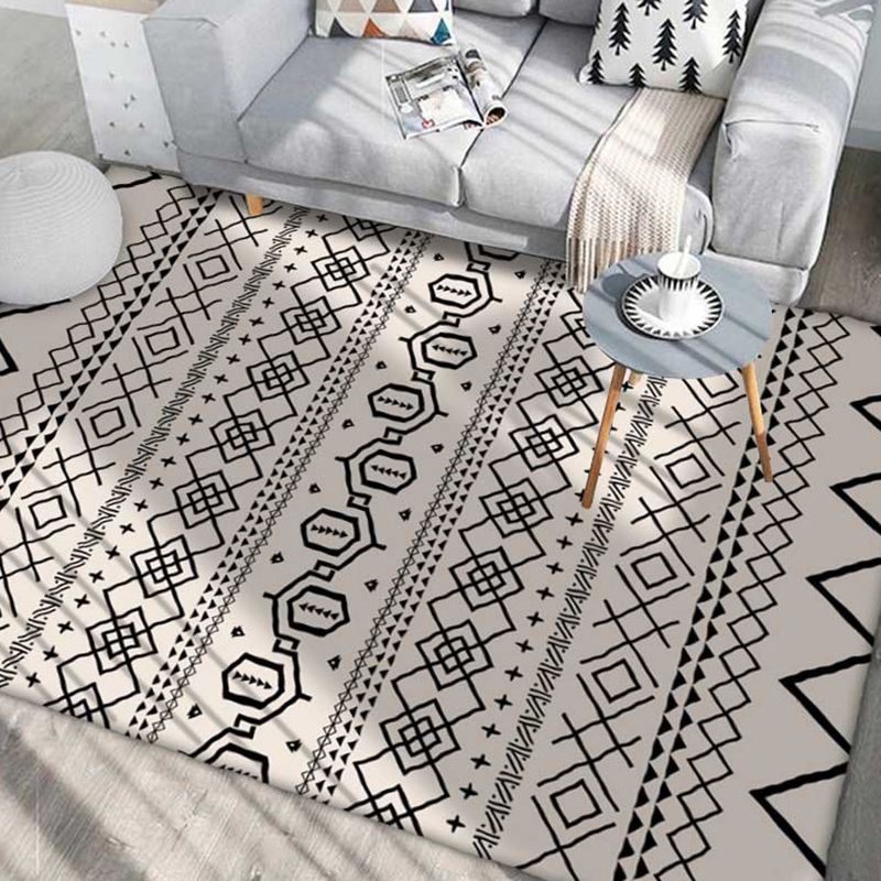 Boheemse tribale symbolen Tapijt Lichtkleur Polyester Area Tapijt Non-Slip Backing Rug voor woonkamer