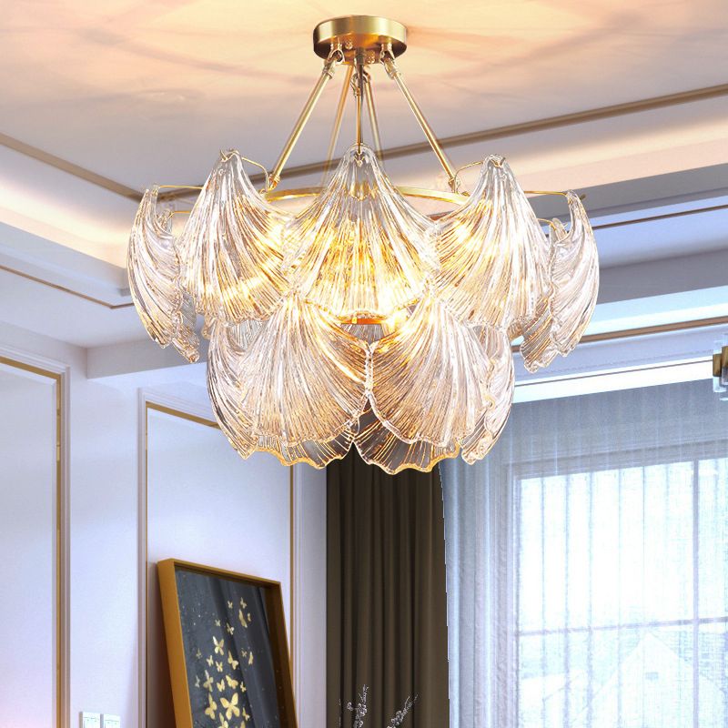 Shell Shape Chandelier Light Fixture Modern Simplicity Crystal Pendant Lighting for Restaurant