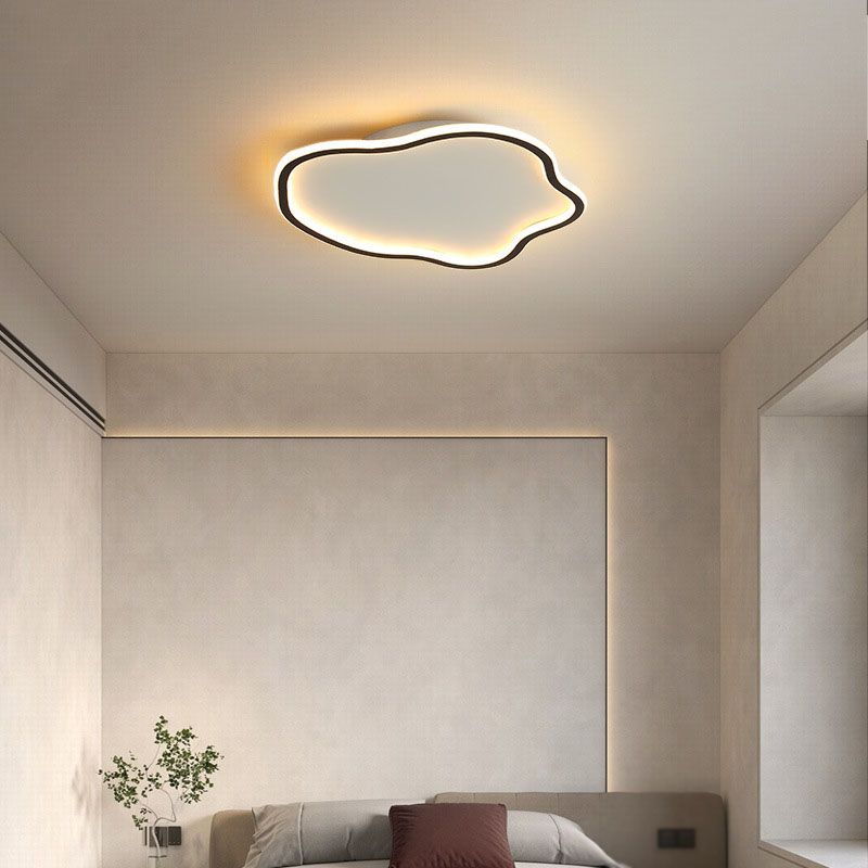 Single Black/White Modern Flush Mount Lighting Unique Ceiling Light for Bedroom