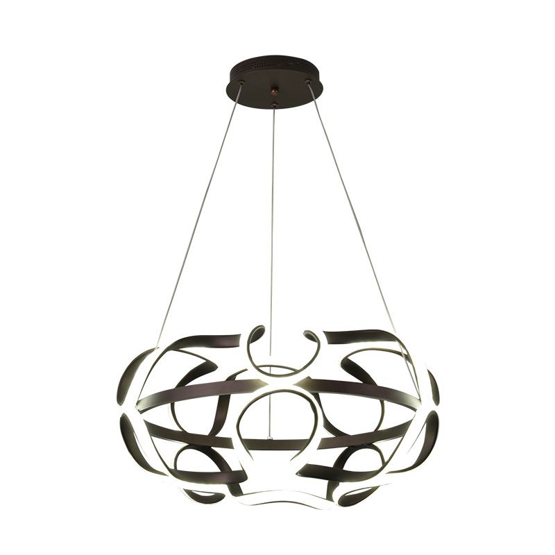 Contemporary Twisted Hanging Lamp Acrylic Living Room LED Chandelier Pendant Light in Coffee