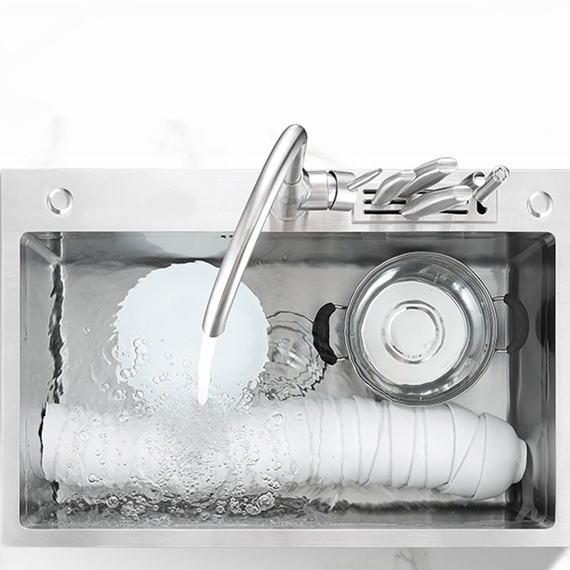 Soundproof Kitchen Sink Overflow Hole Design Stainless Steel Kitchen Sink with Faucet