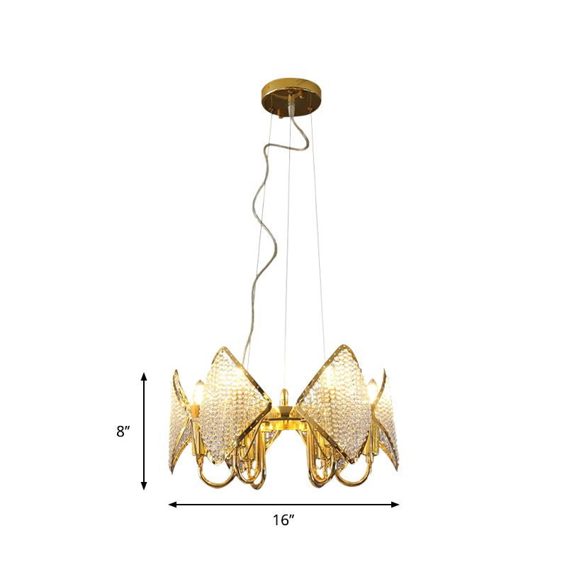 Lampada a bambola a filo a filo oro moderno a 6 luci lampada a soffitto metallizzato con perle di cristallo