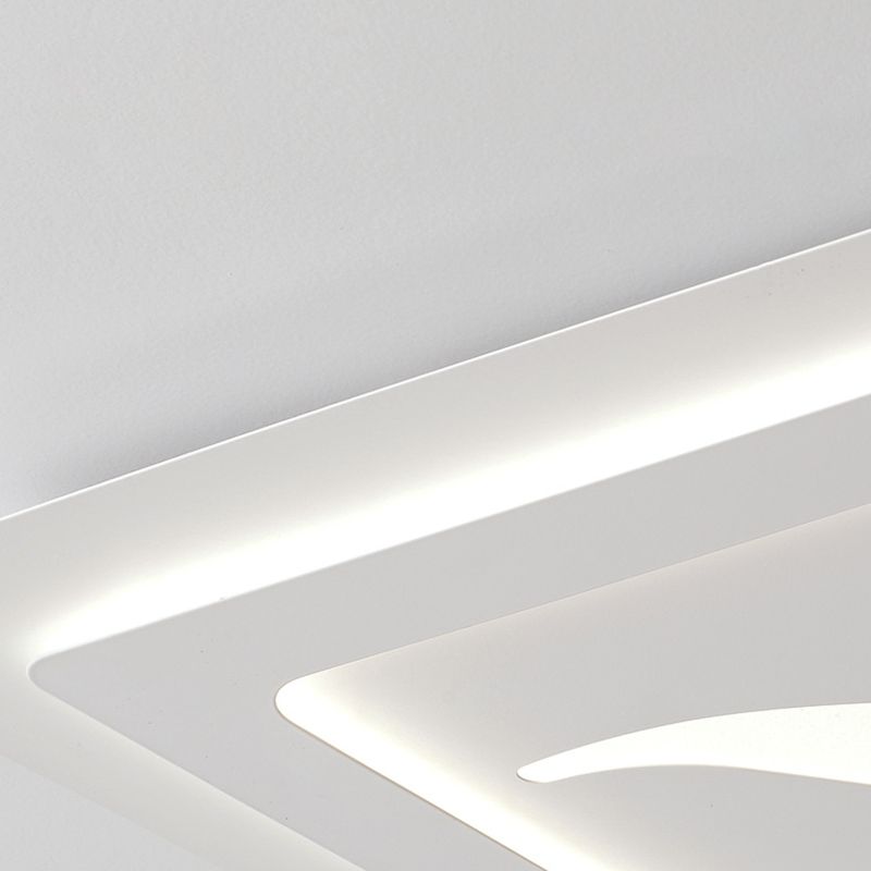 Modernism Flush Mount Rectangular Ceiling Mounted Fixture in White for Bedroom