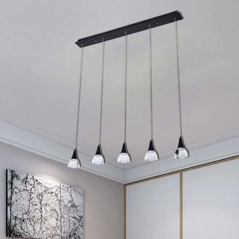 Cluster conique Pendant Pendre acrylique moderne 5/6 Light Black suspendu plafonnier pour le salon de la chambre