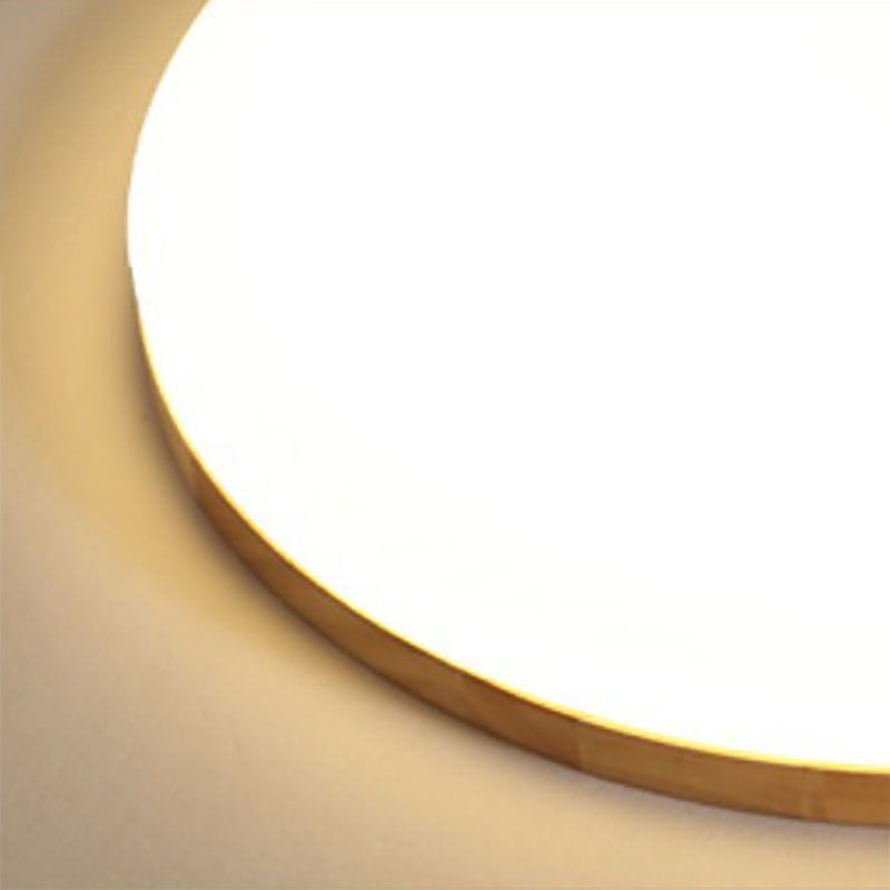 Wooden Circular LED Ceiling Light Acrylic 1-Light Flush Mount for Bedroom