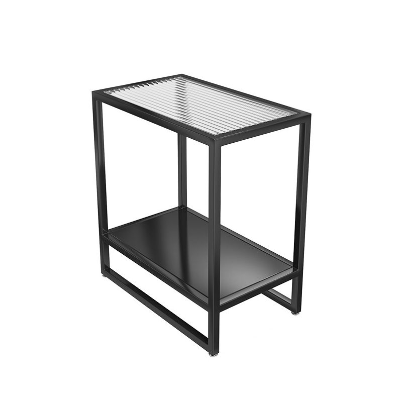 21 Inch H Modern Nightstand Glass Top Open Storage Shelf Included Night Table