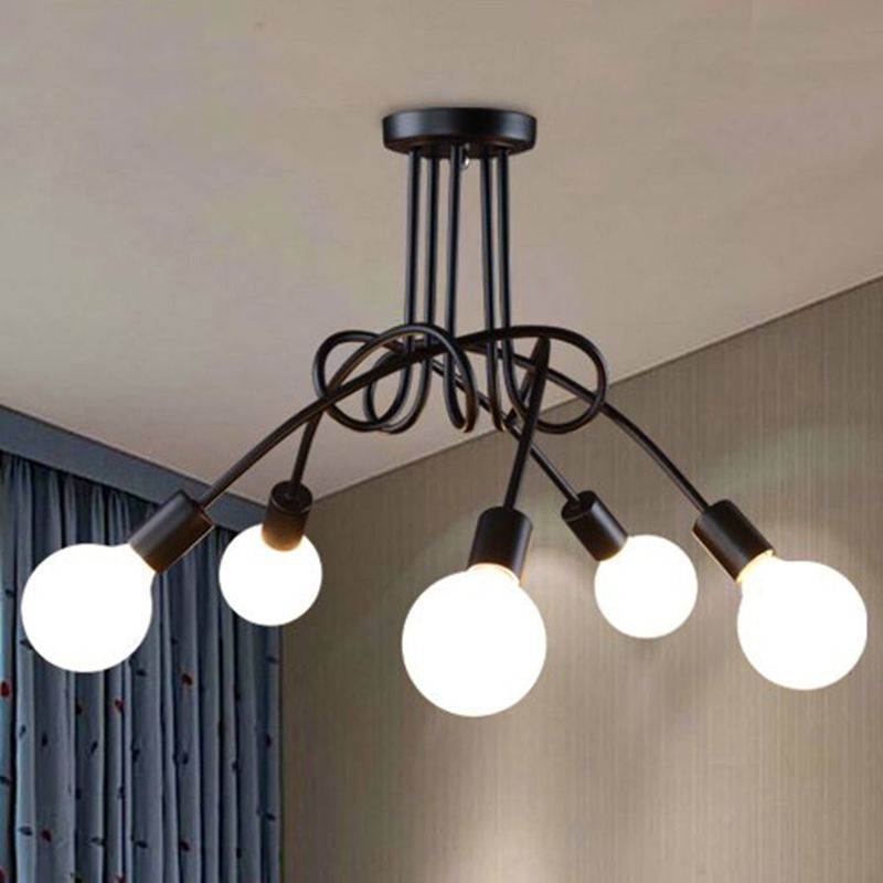 Wrought Iron Ceiling Light Minimalist  Elbow Home Dining Room Bedroom Study Aisle Creative Personality Industrial Style Lamps