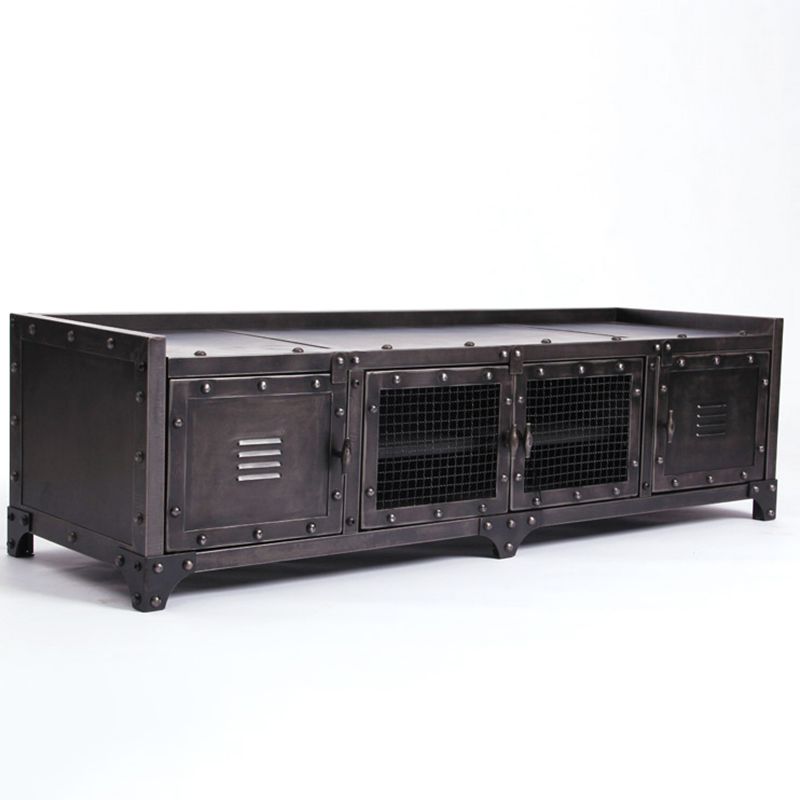 17.72"H TV Stand Enclosed Storage Industrial Style TV Console with 4 Doors