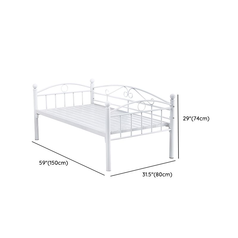 Open Frame Metal Bed Contemporary White Standard Bed with Guardrails