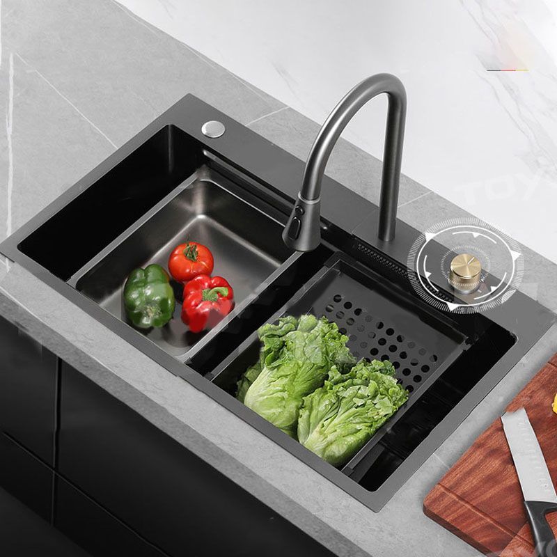 Modern Kitchen Sink Stainless Steel with Accessories Faucet Cutting-Board Prep Station