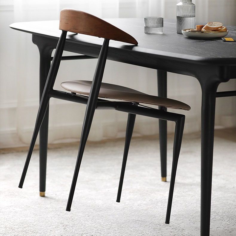 Armless Dining Chairs Contemporary Open Back Dining Side Furniture in Matte Finish