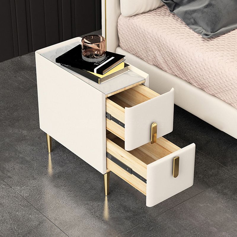 2 Drawers Accent Table Nightstand Modern Night Table ,19.7" Tall