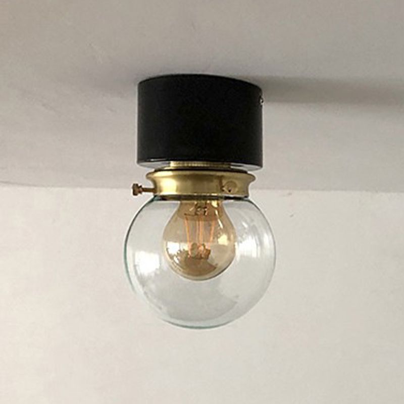 Glass Ball Shape Flush Mount Light Modern Style 1 Light Flush Ceiling Light in Black