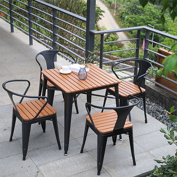 Industrial 1/5/7 Pieces Metal Dining Set Reclaimed Wood Dining Table Set for Outdoor