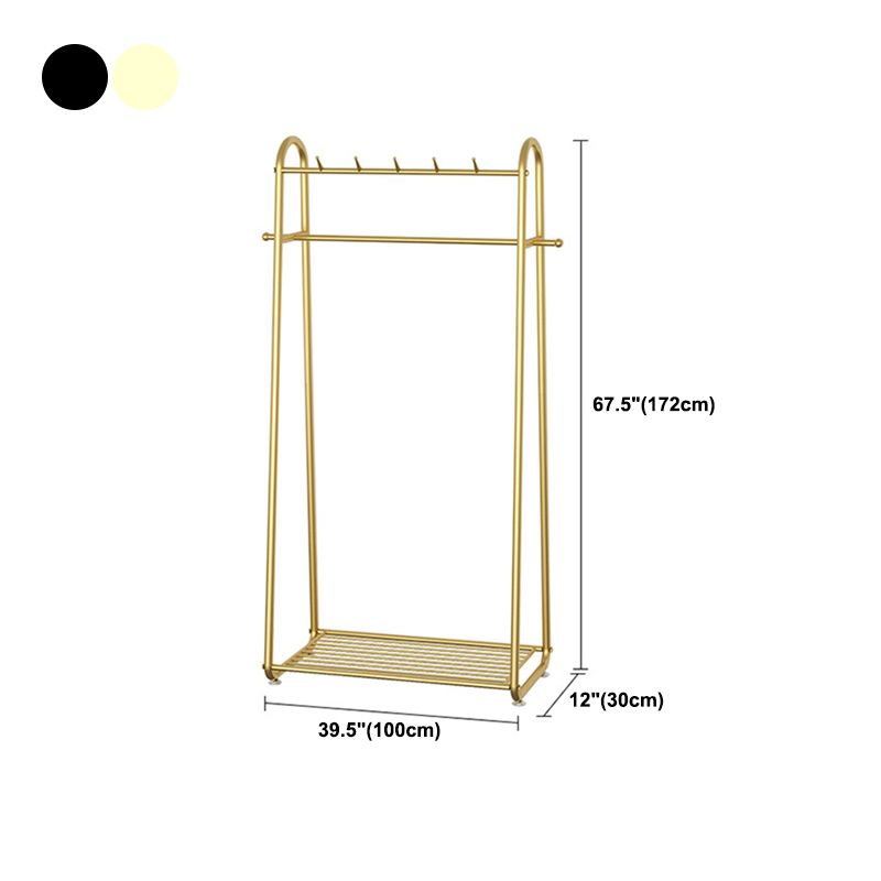 Modern Free Standing Storage Shelve Metal Coat Rack with Hooks