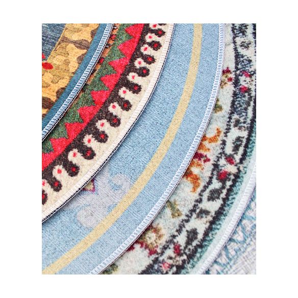 Multicolor Vintage Area Carpet Polyester Ethnic Pattern Indoor Rug Non-Slip Backing Carpet for Living Room