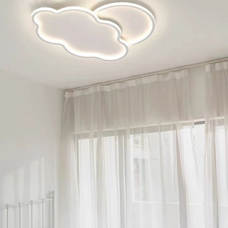 Modern LED Metal Flush Mount Cloud Shape Ceiling Light with Plastic Shade for Living Room